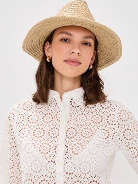 Hat Attack Braided Raffia Continental Hat  (Natural/Gold)